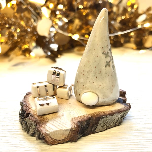 Nordic ceramic Santa scene