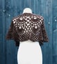 Natural undyed black Jacob wool crochet wrap - design SB188 - Image 4