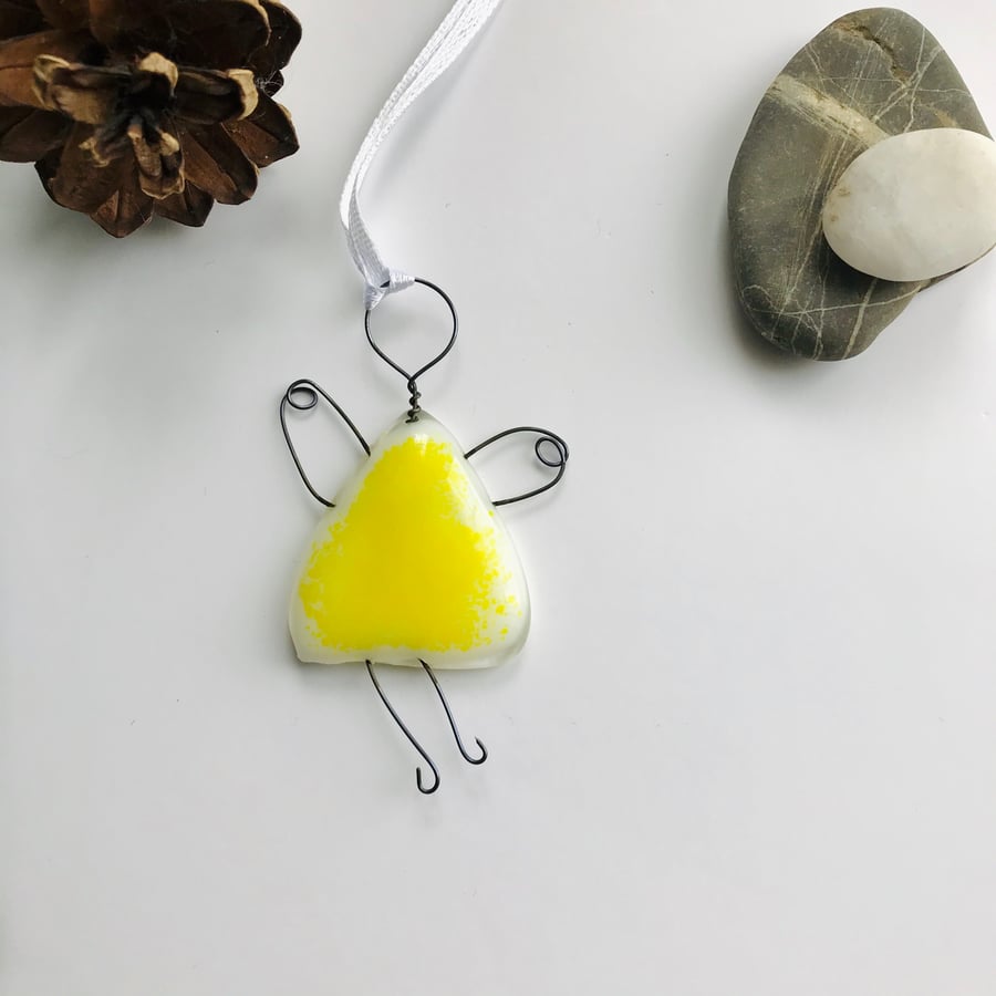 Fused glass fairy, angel, gift for friend, new mum gift