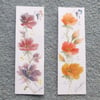 SET of two hand painted floral laminated bookmarks ( ref F388.C2 )