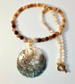 Mother Of Pearl Pendant On Agate And Shell Necklace - Handmade In Devon - Image 3