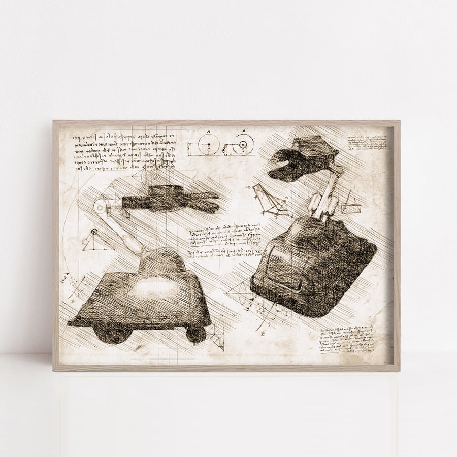 Scutter Red Dwarf Sepia Da Vinci Style print