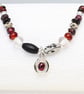 Handmade Garnet necklace, unique necklace with beads and sterling silver chain.