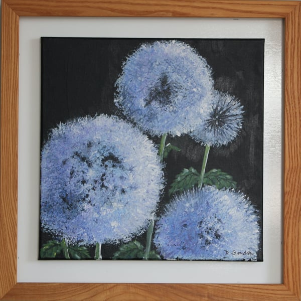 Globe Thistles by Moonlight. Hand made in the UK