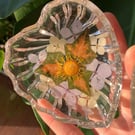 Handmade Epoxy Resin Trinket Dish with Real Pressed Flowers