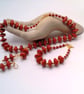 Pressed Coral Saucers & Gold Plated Spacers 3 Piece Jewellery Set, Gift for Her