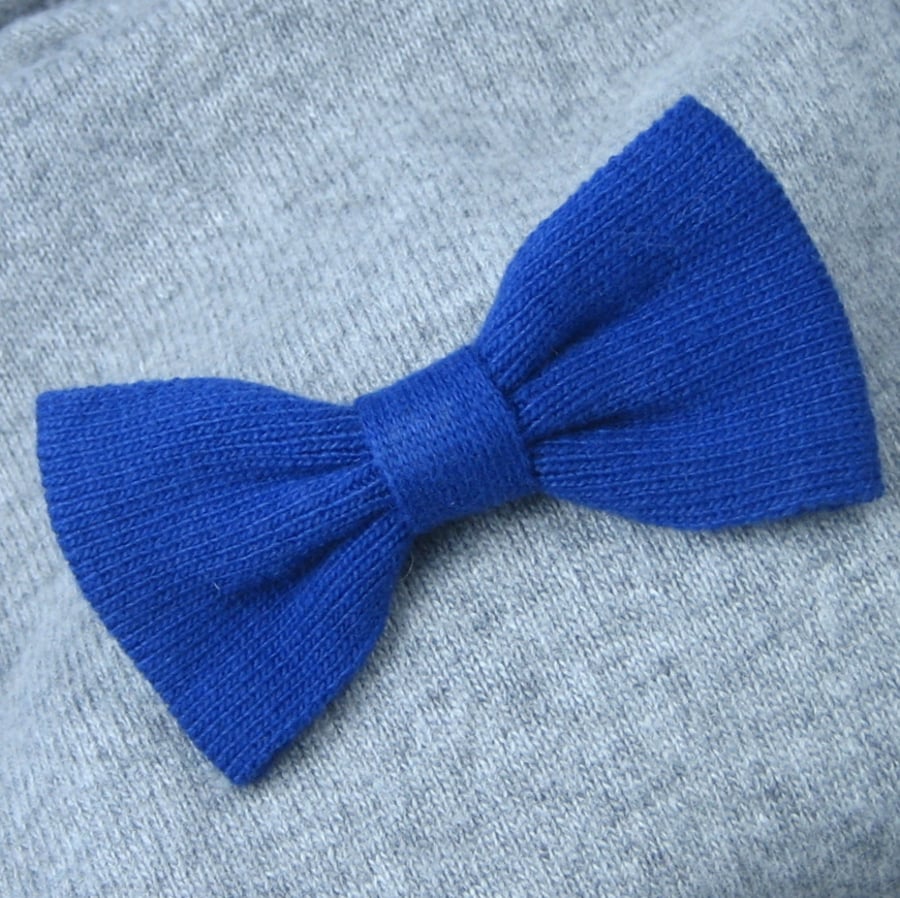 Knitted Bow Brooch in Royal Blue- Buy One get One Free!