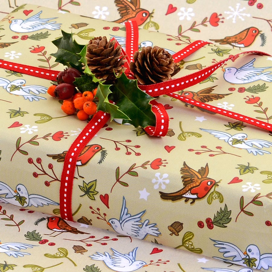 Gift Wrap 1 sheet and matching tag  - Deck The Halls