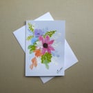 hand painted floral blank greetings card, ( ref FA 308 A5 )