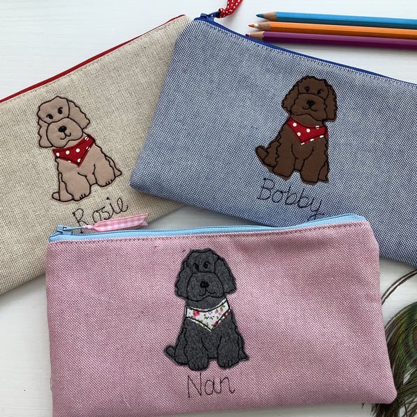 Personalised Cockapoo Pencil Case - Custom Labradoodle Cavapoo Poodle Dog Pouch