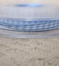 20 metres Spool Narrow Sky Blue Gingham Ribbon - Image 1