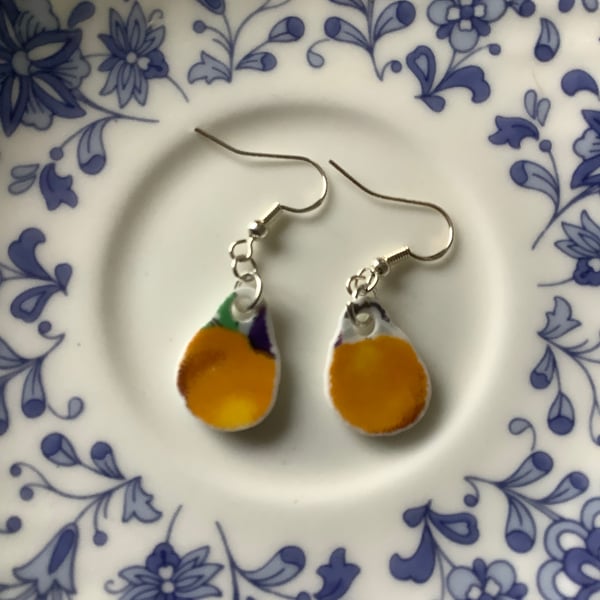 Handmade Drop Earrings, Broken China, Unique Earrings