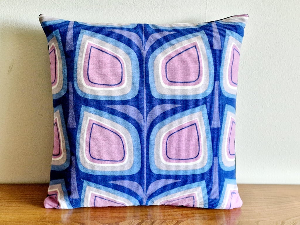 Handmade geometric pattern cushion cover vintage 1960s 1970s fabric