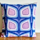 Handmade geometric pattern cushion cover vintage 1960s 1970s fabric