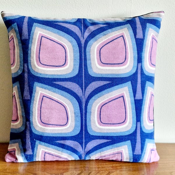 Handmade geometric pattern cushion cover vintage 1960s 1970s fabric