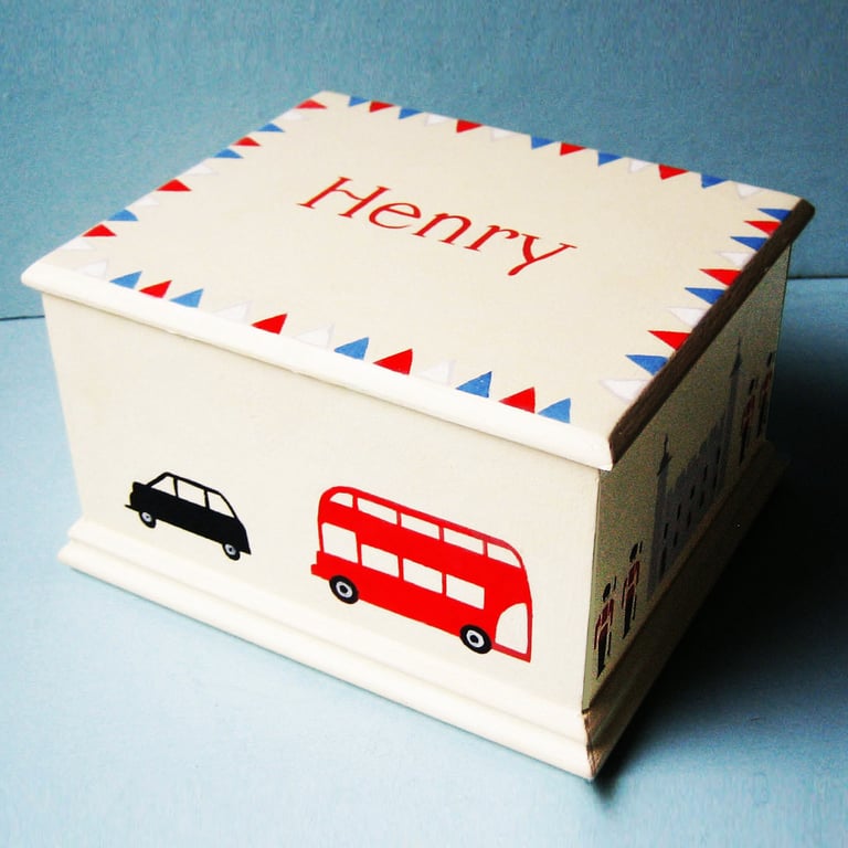 Personalised Keepsake Box with London Icons.
