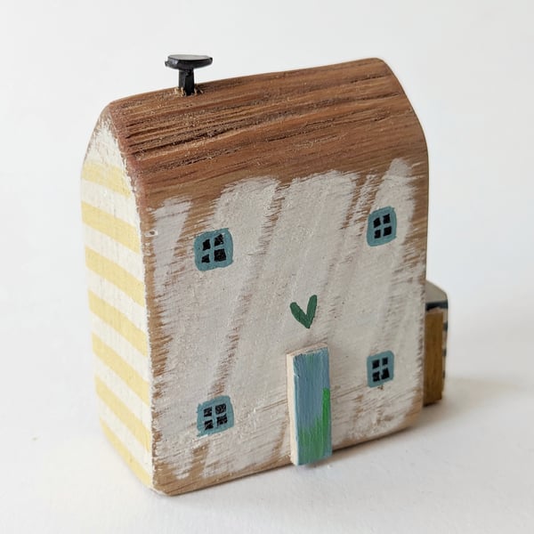 Little Handmade Painted Wooden House with Teeny Side Shed