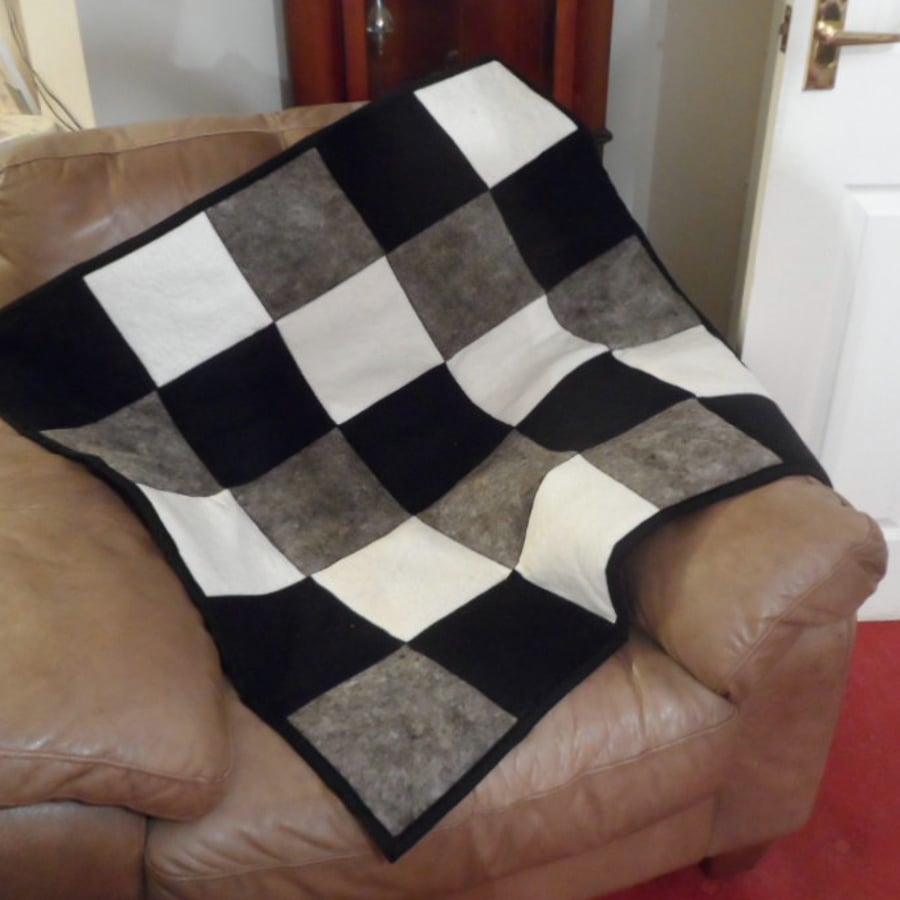 Monochrome Felted Patchwork Quilt