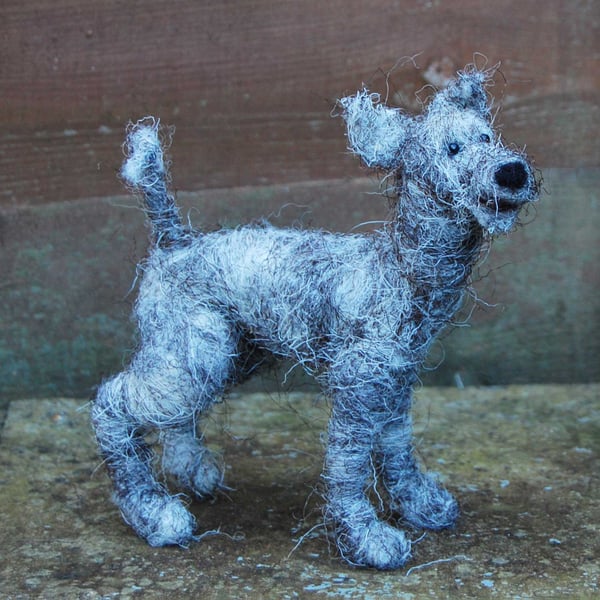 Needle Felted Scruffy Dog Ornament