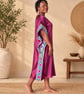 Handmade Plum Silk Kaftan with Ankara Trim – UK Size 14 - Image 2