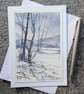 Snowy Hills. Handpainted Blank Card. Original Art 260230