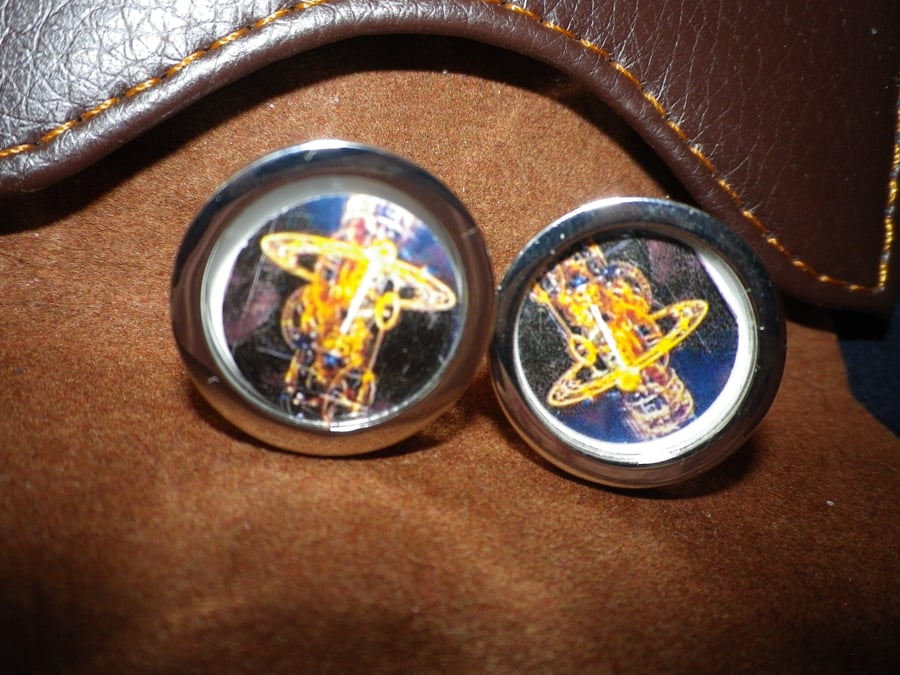 Gold Gyroscope cufflinks, free shipping, gift wrapped, terrific image,Ref 0902