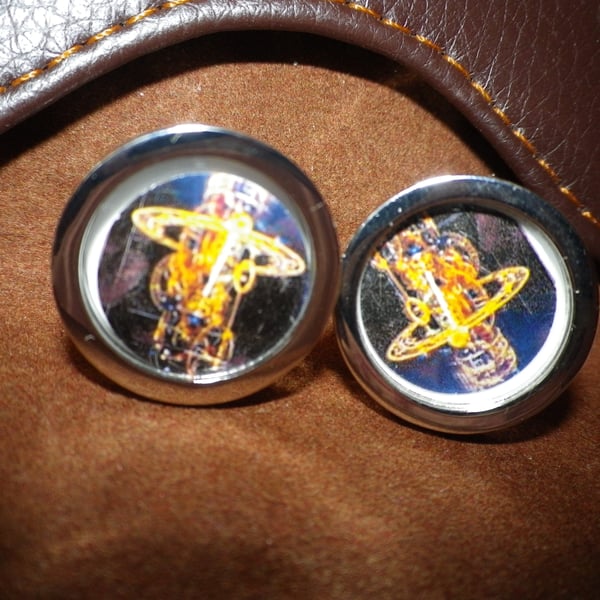 Gold Gyroscope cufflinks, free shipping, gift wrapped, terrific image,Ref 0902