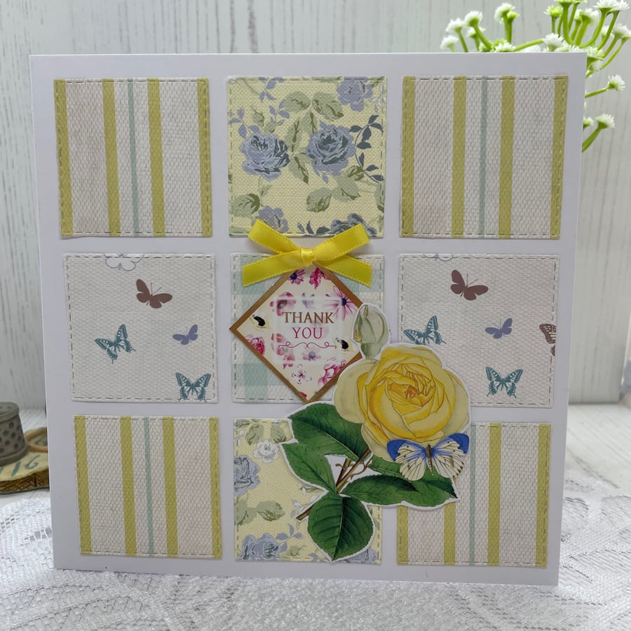 SALE - Patchwork Thank You Card C - 85
