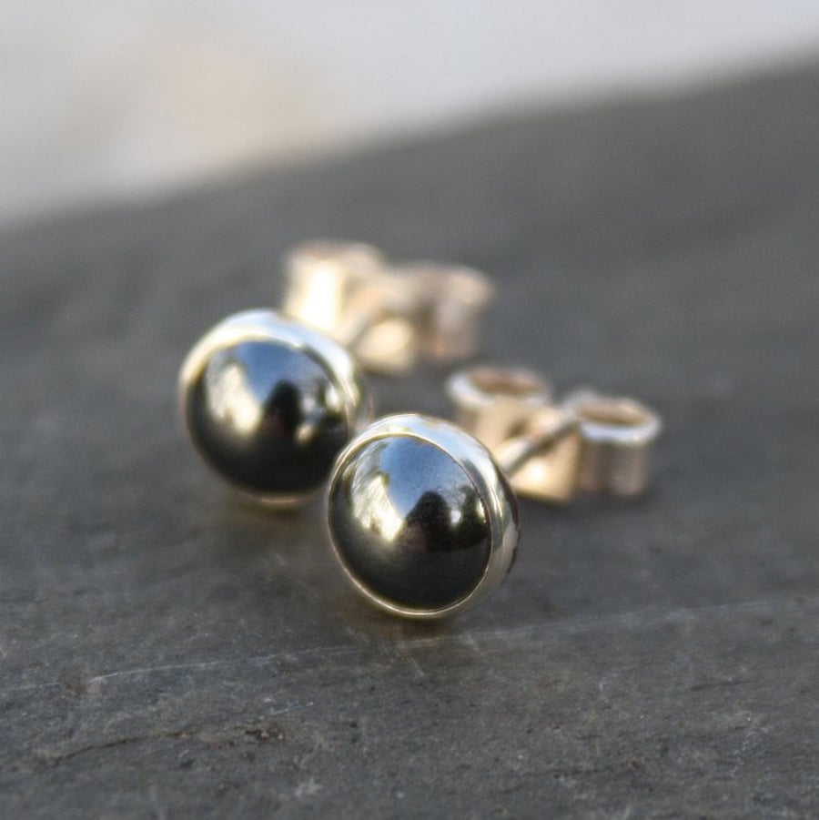 Haematite  stud earrings sterling silver, gemstone studs