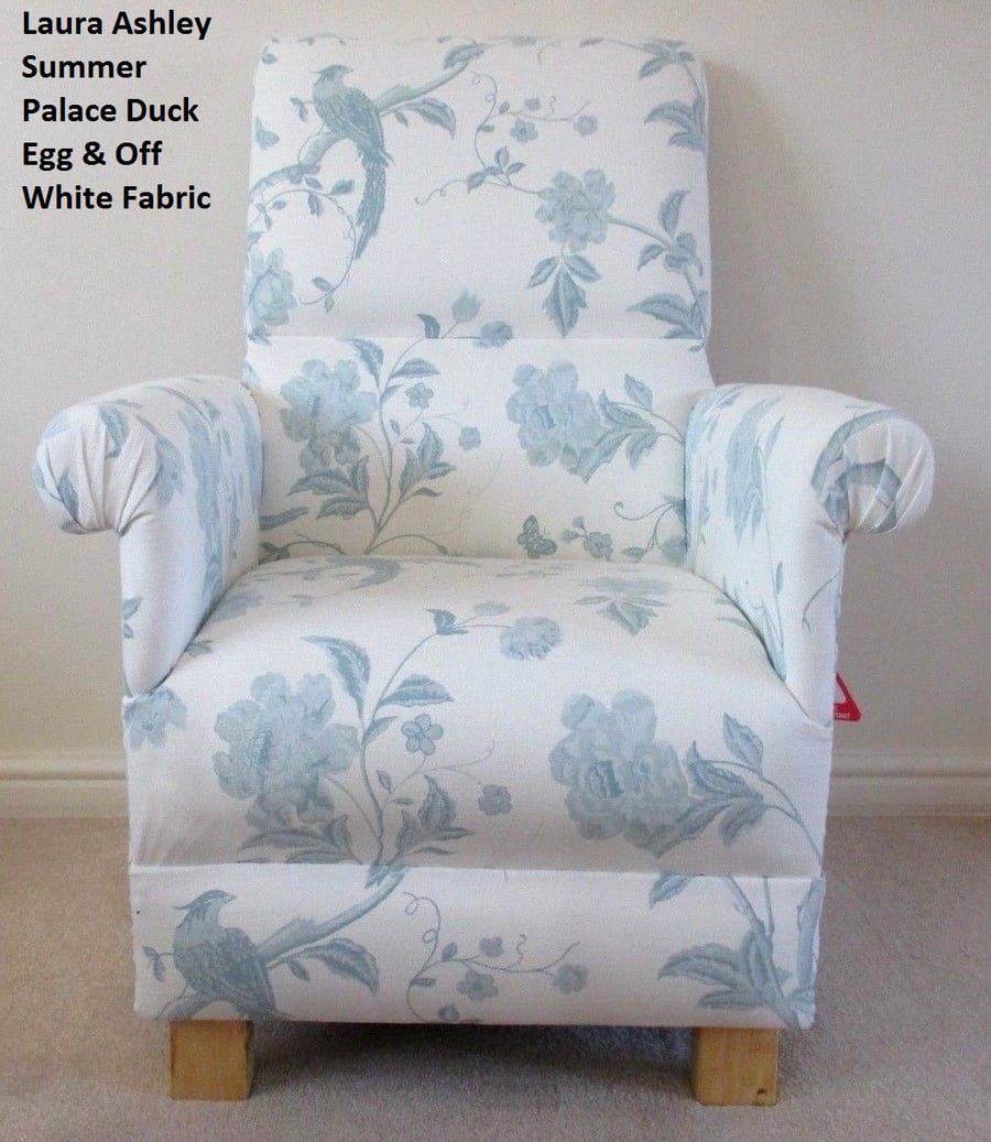 Laura Ashley Summer Palace Duck Egg Off White Fabric Chair Adult Birds Flowers