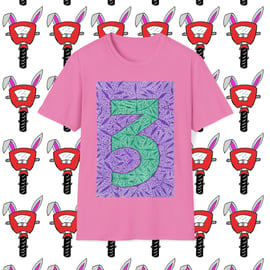 Number 3 Unisex Softstyle T-Shirt by Bikabunny