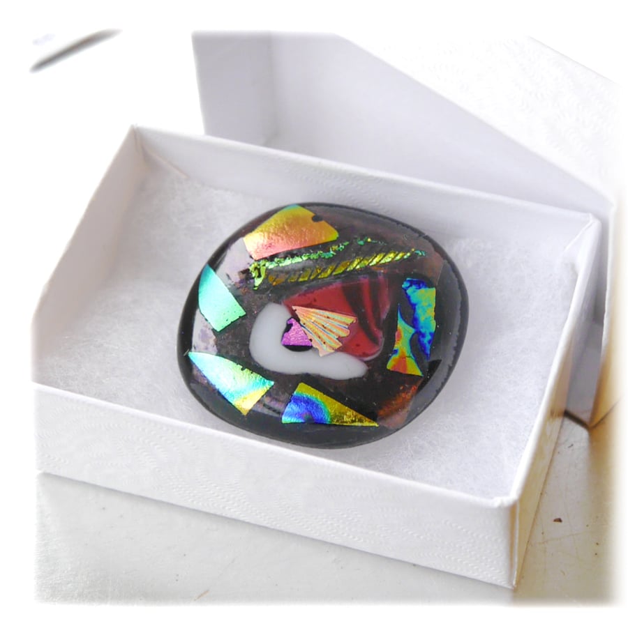 Patchwork Dichroic Fused Glass Brooch 049 Handmade 