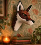 Faux fox wall mount in rust Abraham Moon wool tartan - Ruskin