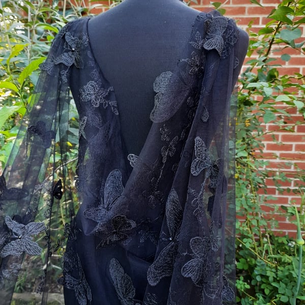 Black Wedding Cape Veil For Bride,Gothic Cathedral Coverup