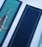 Shark bookmark- textile bookmark in aqua blues and navy - Image 3