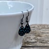 Black & Turquoise Spot Enamel Teardrop Earrings. Sterling silver available