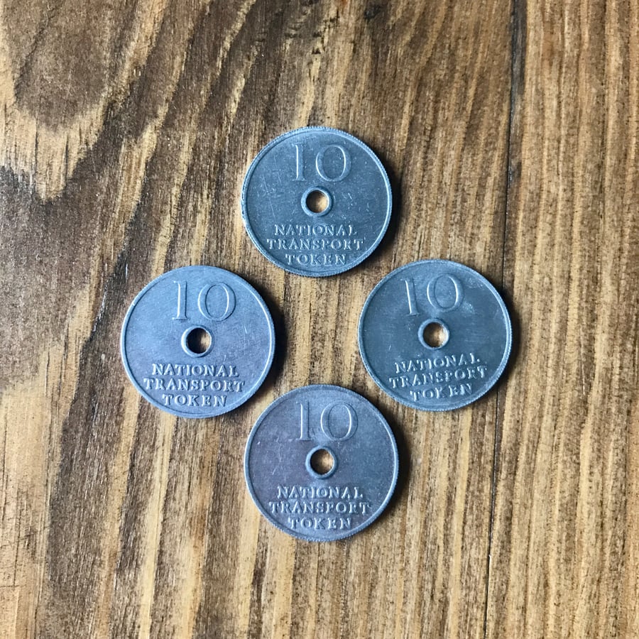 4 National Transport Tokens - Bus - Train - Coins - Ephemera - Mixed Media - 