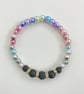 Lava bead bracelet in black - aromatherapy - elasticated approx. 7 inches - Image 1