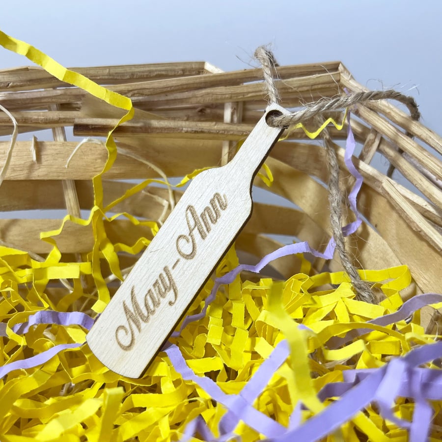 Wine Bottle Personalised Name Gift Tag Hamper Label Personalised Christmas