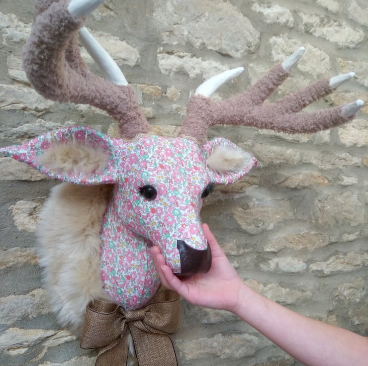 Handmade faux taxidermy stag Liberty floral Bet. Folksy