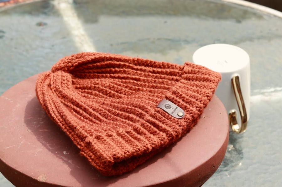 Handmade Crochet rust beanie 