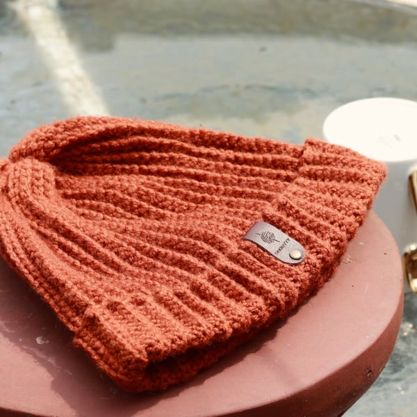 Handmade Crochet rust beanie 