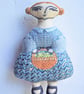 Phoebe - Hand Embroidered Textile Art Doll, Eco-friendly, 14cms, Free Postage - Image 1