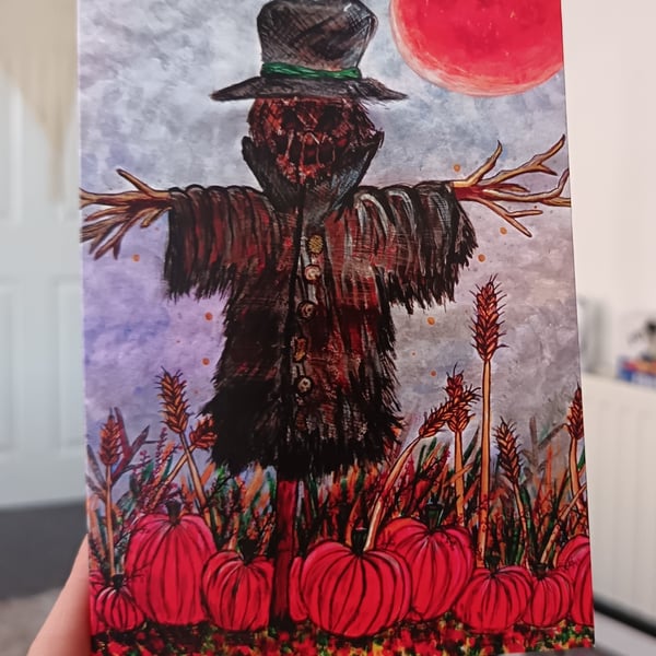 Harvest Scarecrow A6 Art Print Card 