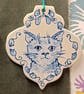 Ceramic flat hanging decoration - cat
