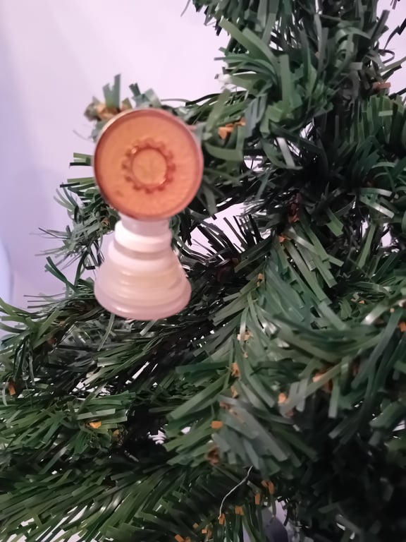 Clear and White Button Christmas Tree Decoration - Circle Topper