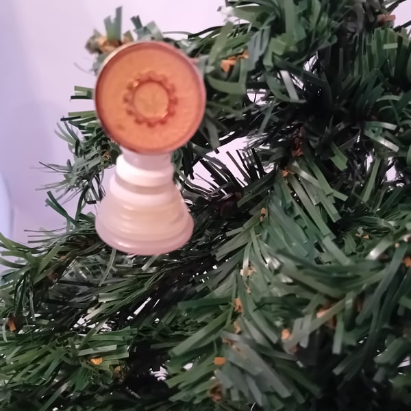 Clear and White Button Christmas Tree Decoration - Circle Topper