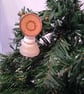 Clear and White Button Christmas Tree Decoration - Circle Topper - Image 1