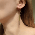 Long art deco style brass earrings, dangle earrings, gold brass jewellery