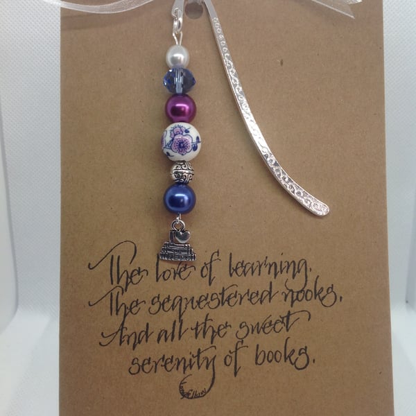 An A6 Kraft card with hand made bookmark attached.